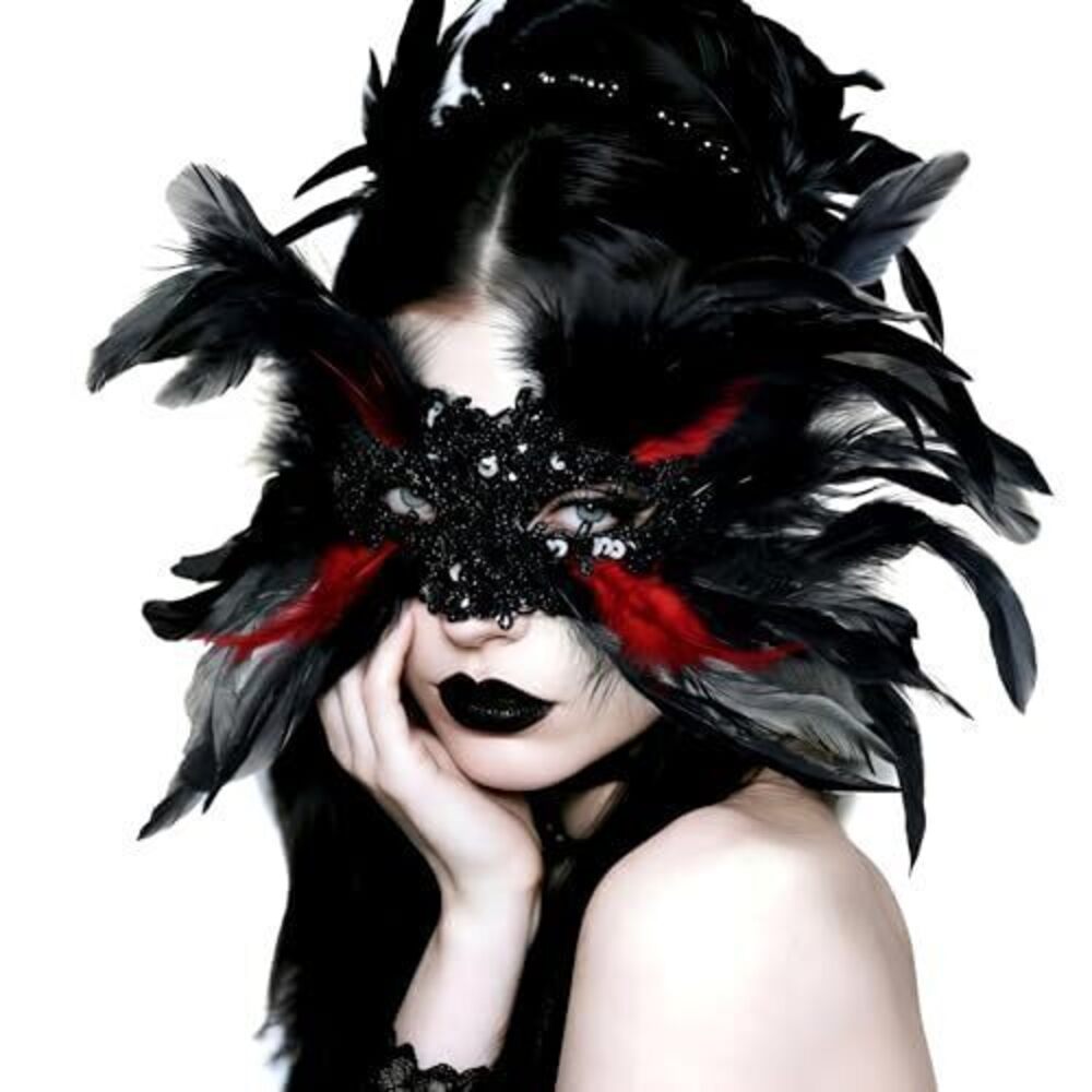 8411 Gothic Black Feather Masquerade Mask Halloween Cosplay Costume
